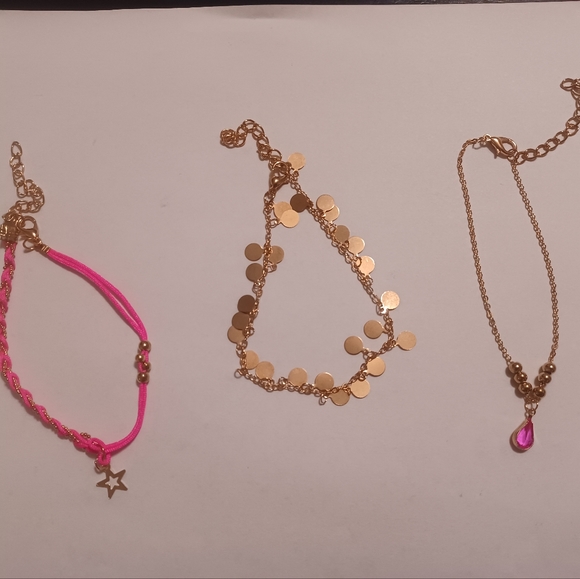 None Jewelry - 3 Pack Ankle Bracelets